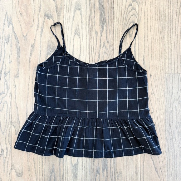 Current/Elliott Women's The Workwear Peplum Black Checkered Top Size 1 - Picture 8 of 13